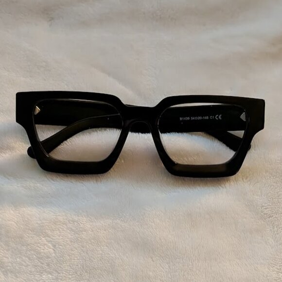 B1439 54 20-145 CI Thick Acetate Eyeglasses - Retro/Classic Black (Men/Women) - Picture 1 of 9
